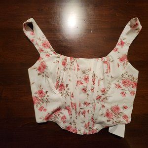 Parthea Pink Floral Bodice/Corset Half Top